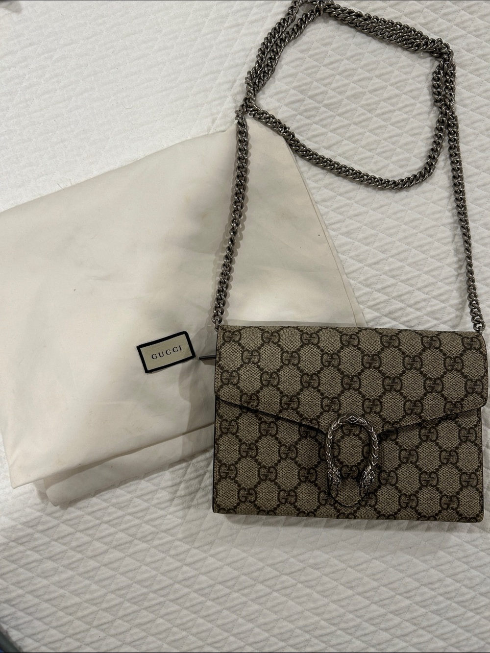 Gucci Tan GG Supreme Dionysus Chain Crossbody Bag - Picture 7 of 7